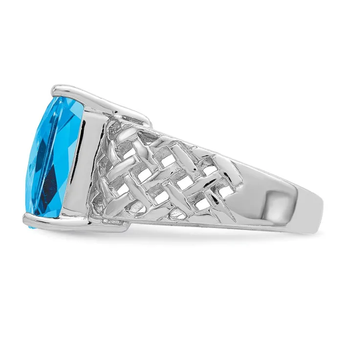 Rings Goldia Sterling Silver Rhodium CheckerCut Blue Topaz Ring
