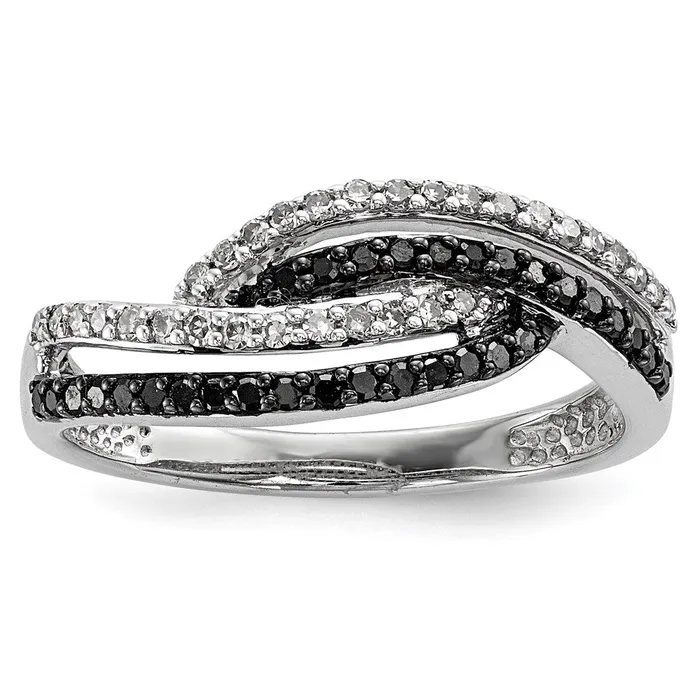 Rings Goldia Sterling Silver Rhodium Plated Black u0026 White Diamond Ring
