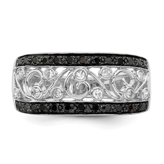 Rings Goldia Sterling Silver Rhodium Plated Black u0026 White Diamond Ring