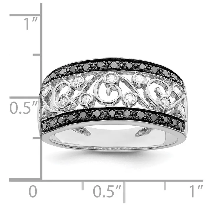 Rings Goldia Sterling Silver Rhodium Plated Black u0026 White Diamond Ring