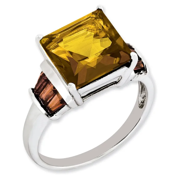 Rings Goldia Sterling Silver Whiskey Quartz u0026 Tabber Garnet Ring