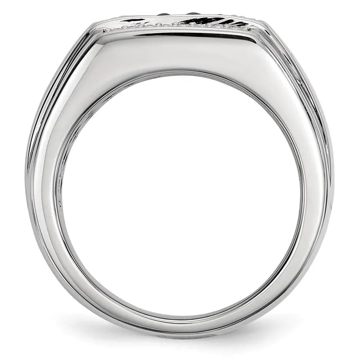 Rings Goldia Sterling Silver White u0026 Black Diamond Square Mens Ring