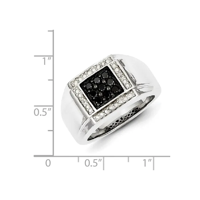 Rings Goldia Sterling Silver White u0026 Black Diamond Square Mens Ring
