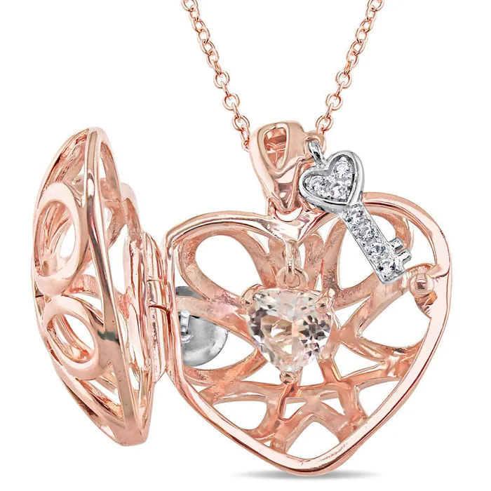 Rings Goldia White Topaz Heart with Key Pendant in TwoTone Sterling Silver Rings Goldia White Topaz Heart with Key Pendant in TwoTone Sterling Silver