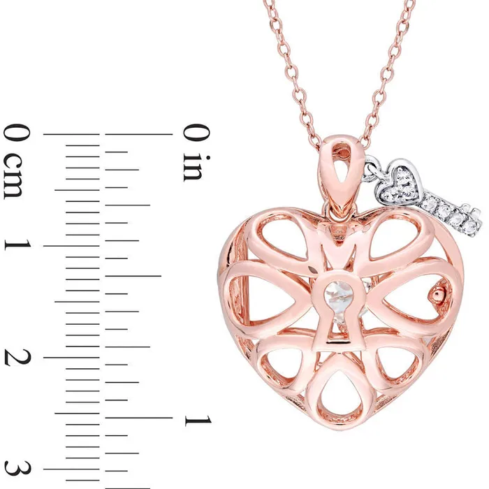 Rings Goldia White Topaz Heart with Key Pendant in TwoTone Sterling Silver Rings Goldia White Topaz Heart with Key Pendant in TwoTone Sterling Silver