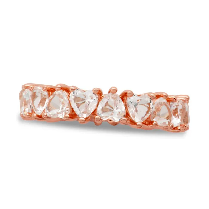 Rings HeartShaped LabCreated White Sapphire Eternity Ring in Sterling Silver with Solid 18K Rose Gold Plate Goldia