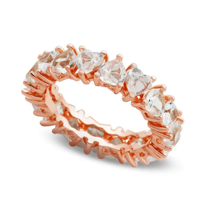 Rings HeartShaped LabCreated White Sapphire Eternity Ring in Sterling Silver with Solid 18K Rose Gold Plate Goldia Rings HeartShaped LabCreated White Sapphire Eternity Ring in Sterling Silver with Solid 18K Rose Gold Plate Goldia
