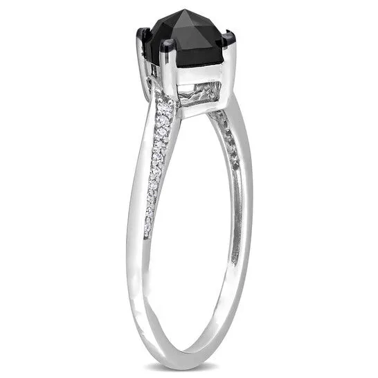 Rings JMS always Original Amour 10k White Gold 1 CT TDW Black and White Cushion and RoundCut Diamond Engagement Ring Rings JMS always Original Amour 10k White Gold 1 CT TDW Black and White Cushion and RoundCut Diamond Engagement Ring