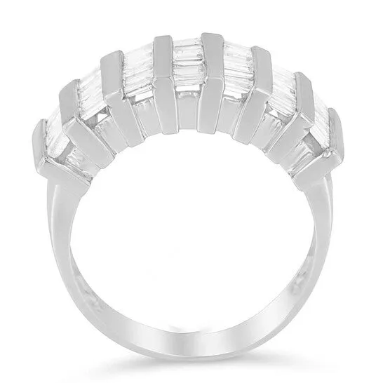 Rings JMS always Original Haus of Brilliance Sterling Silver 1 ct TDW MultiRow Baguette Diamond Ring HI I1I2