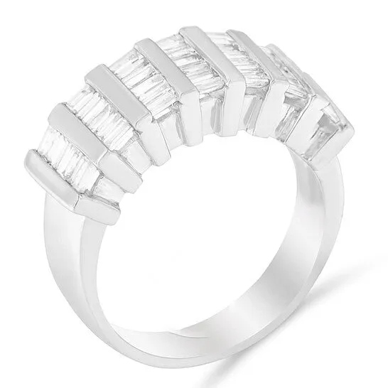 Rings JMS always Original Haus of Brilliance Sterling Silver 1 ct TDW MultiRow Baguette Diamond Ring HI I1I2
