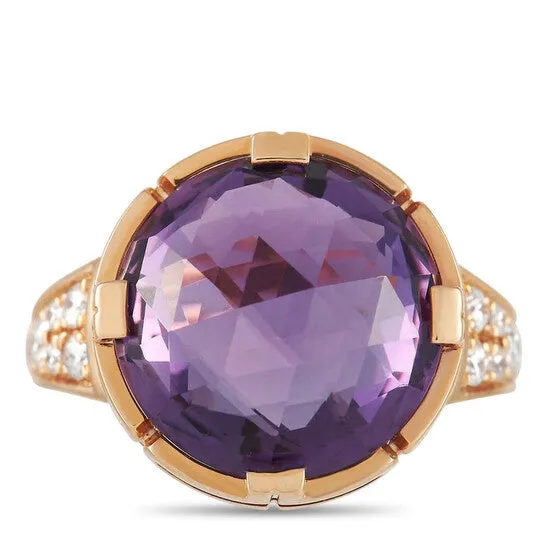 Rings JMS always Original PreOwned Bvlgari Parentesi 18K Rose Gold 030 ct Diamond and Amethyst Ring Rings JMS always Original PreOwned Bvlgari Parentesi 18K Rose Gold 030 ct Diamond and Amethyst Ring