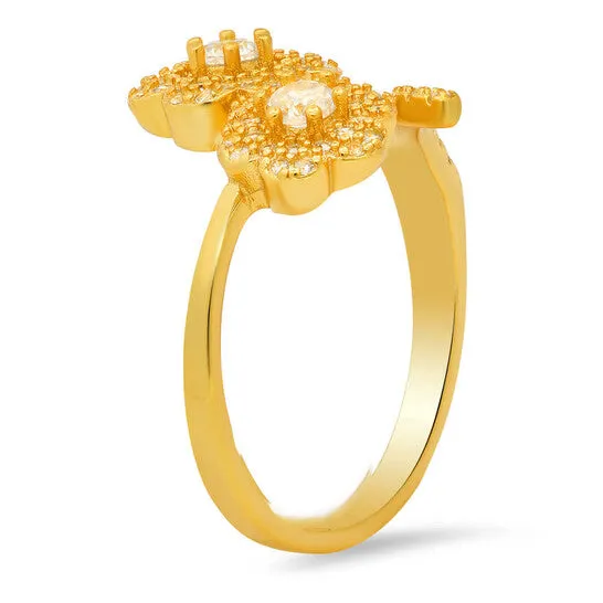 Rings Original Kylie Harper Gold Over Silver Cubic Zirconia CZ Flower Ring JMS always Rings Original Kylie Harper Gold Over Silver Cubic Zirconia CZ Flower Ring JMS always