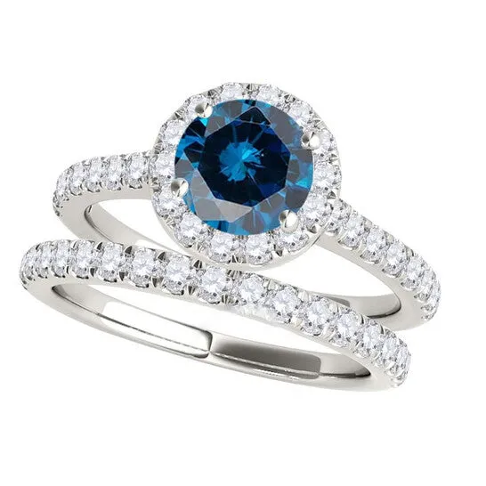 Rings Original Maulijewels 160 Carat Blue White Halo Diamond Bridal Set Engagement Ring For Women In 18K Solid White Gold JMS always Rings Original Maulijewels 160 Carat Blue White Halo Diamond Bridal Set Engagement Ring For Women In 18K Solid White Gold JMS always