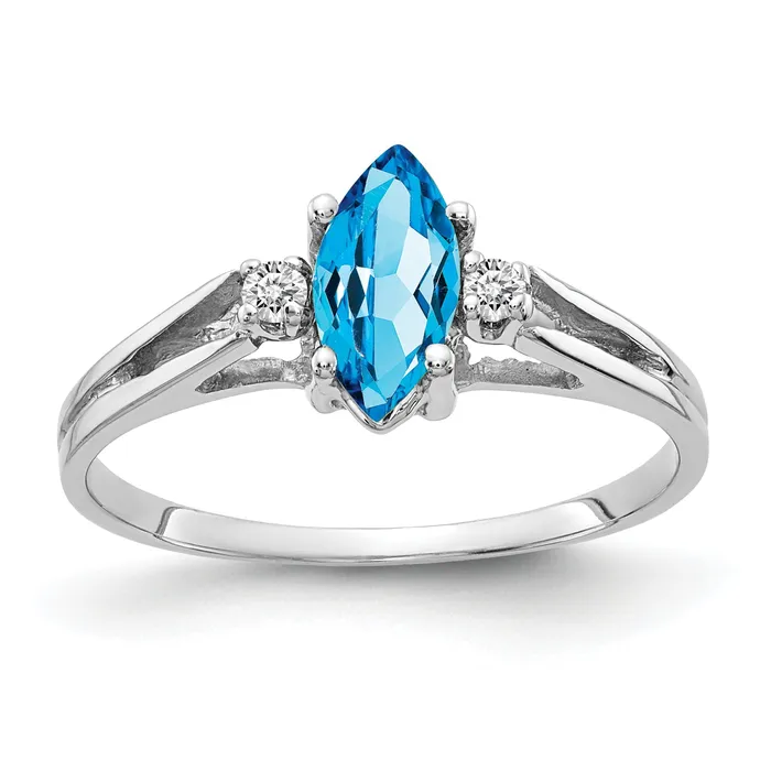 Rings Solid 14k White Gold 8x4mm Marquise Simulated Blue Topaz A CZ Ring Goldia Rings Solid 14k White Gold 8x4mm Marquise Simulated Blue Topaz A CZ Ring Goldia