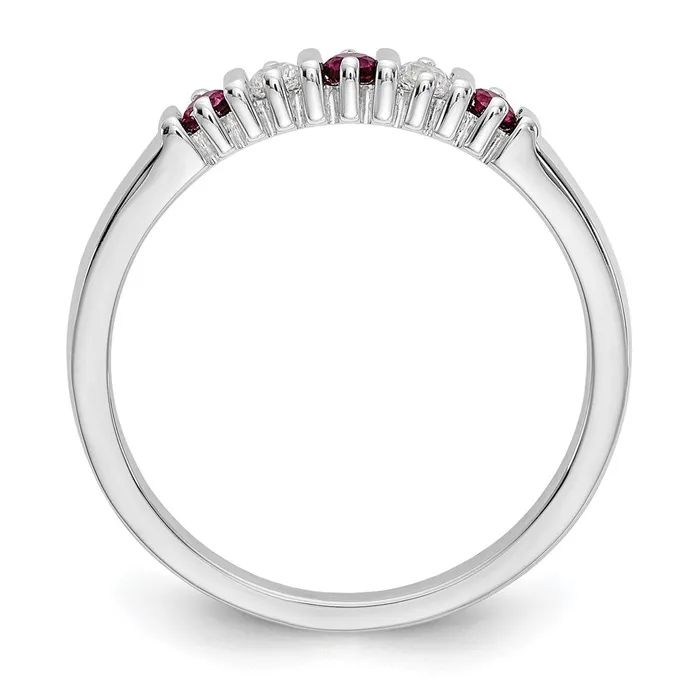 Rings Solid 14k White Gold Simulated CZ wSimulated Ruby Band Goldia