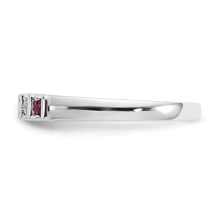 Rings Solid 14k White Gold Simulated CZ wSimulated Ruby Band Goldia