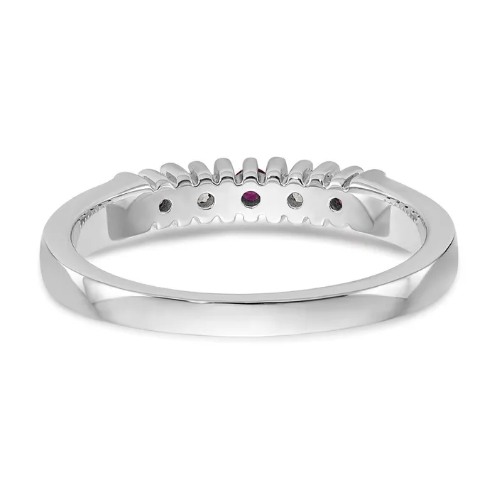 Rings Solid 14k White Gold Simulated CZ wSimulated Ruby Band Goldia