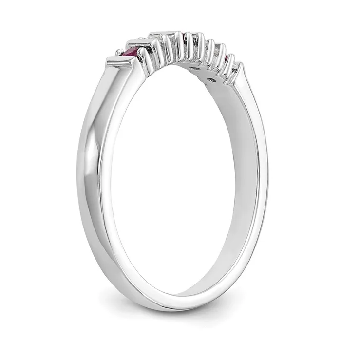 Rings Solid 14k White Gold Simulated CZ wSimulated Ruby Band Goldia