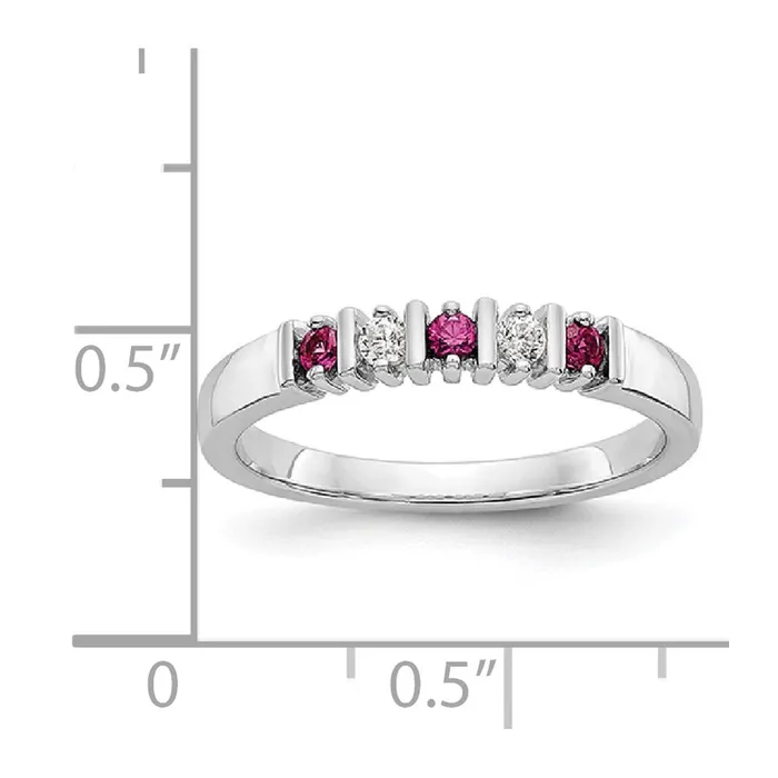 Rings Solid 14k White Gold Simulated CZ wSimulated Ruby Band Goldia