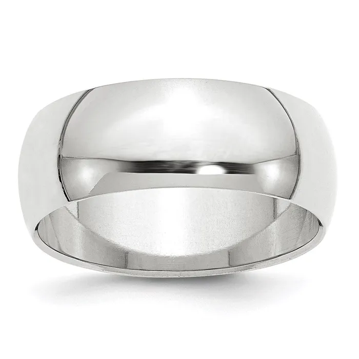 Rings Solid 18K White Gold 8mm Half Round MensWomens Wedding Band Ring Size 14 Goldia Rings Solid 18K White Gold 8mm Half Round MensWomens Wedding Band Ring Size 14 Goldia