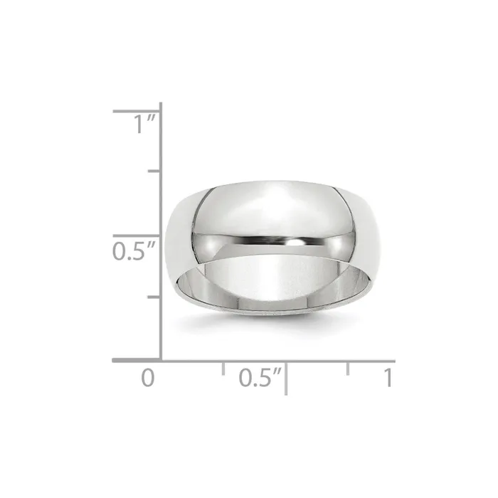 Rings Solid 18K White Gold 8mm Half Round MensWomens Wedding Band Ring Size 14 Goldia Rings Solid 18K White Gold 8mm Half Round MensWomens Wedding Band Ring Size 14 Goldia