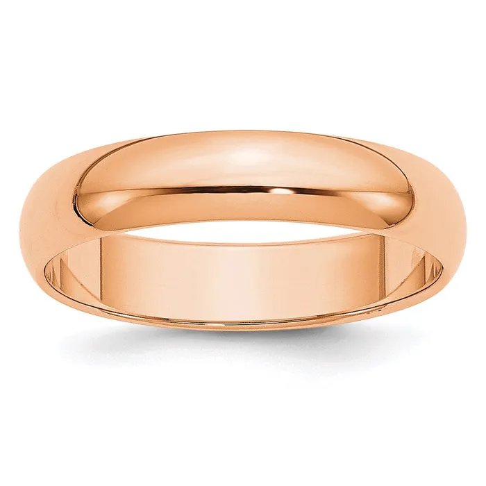 Rings Solid 18K Yellow Gold Rose Gold 5mm Half Round MensWomens Wedding Band Ring Size 125 Goldia