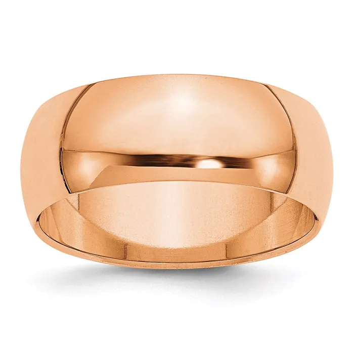 Rings Solid 18K Yellow Gold Rose Gold 8mm Half Round MensWomens Wedding Band Ring Size 14 Goldia