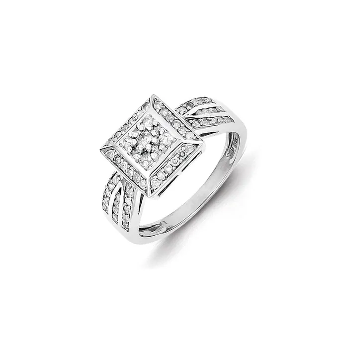 Rings Sterling Silver Diamond Square Ring Goldia