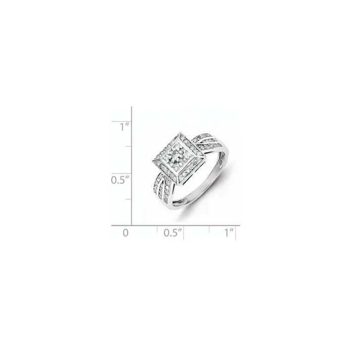 Rings Sterling Silver Diamond Square Ring Goldia