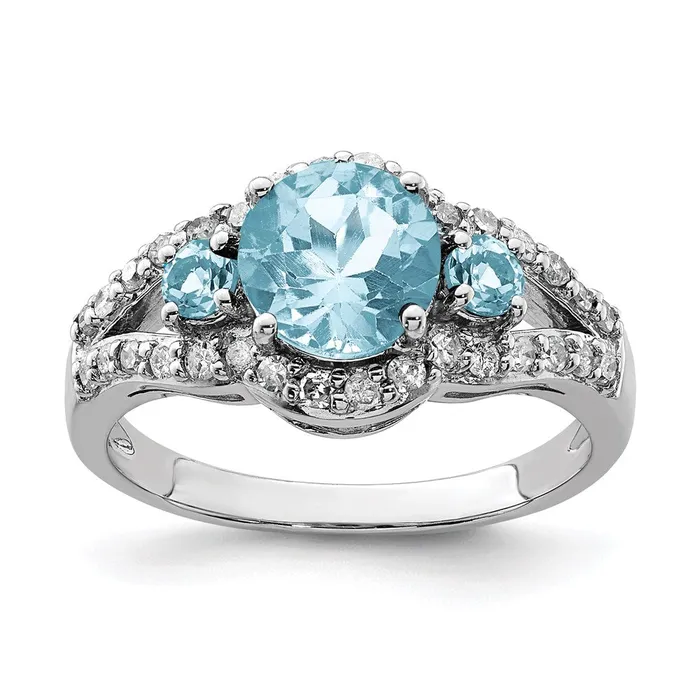 Rings Sterling Silver Rhodium Diamond u0026 Sky Blue Topaz Ring Goldia