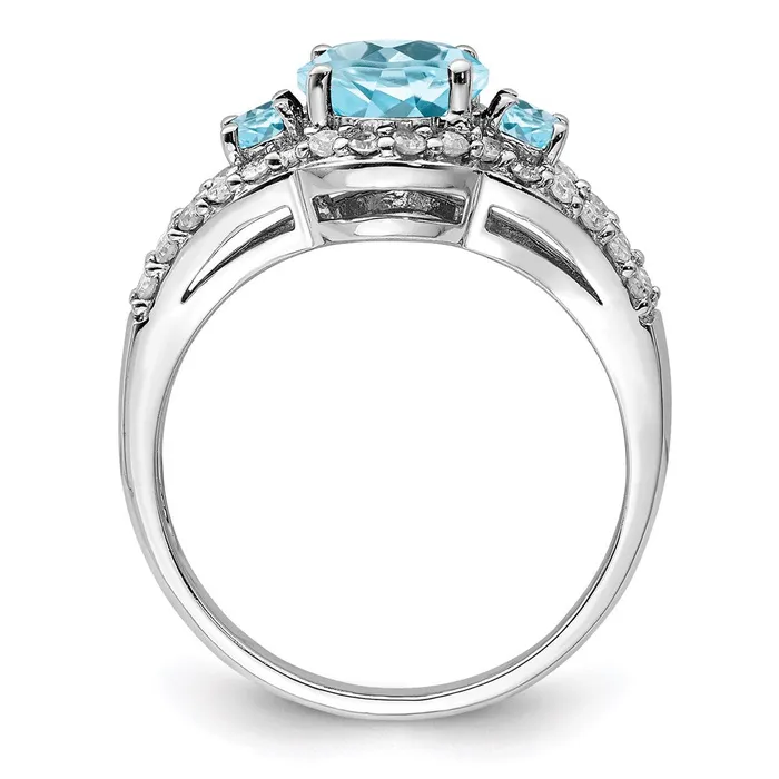 Rings Sterling Silver Rhodium Diamond u0026 Sky Blue Topaz Ring Goldia