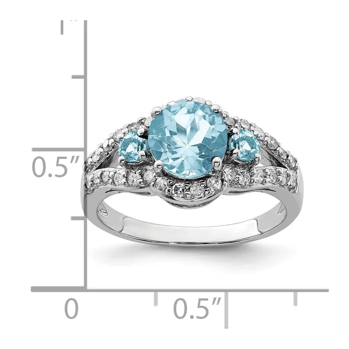 Rings Sterling Silver Rhodium Diamond u0026 Sky Blue Topaz Ring Goldia