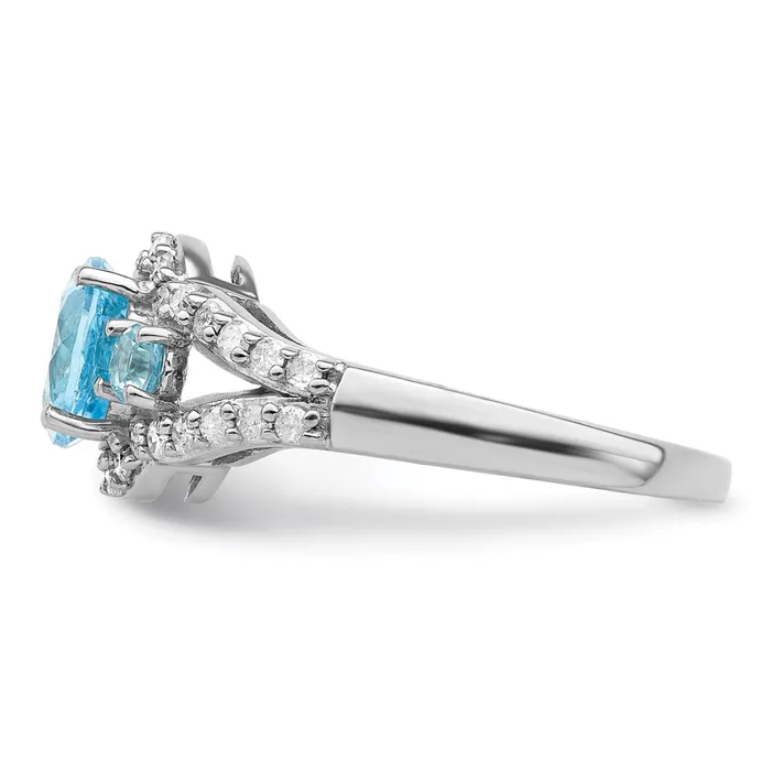 Rings Sterling Silver Rhodium Diamond u0026 Sky Blue Topaz Ring Goldia