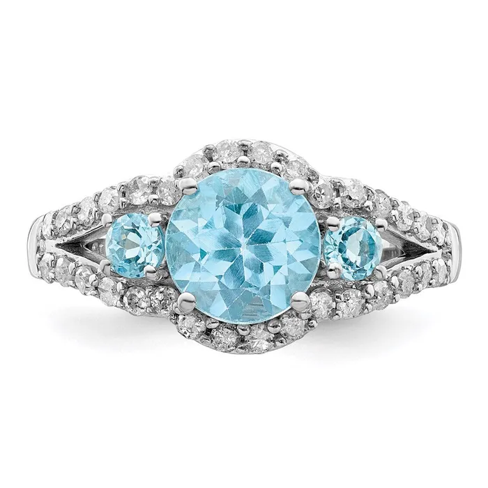 Rings Sterling Silver Rhodium Diamond u0026 Sky Blue Topaz Ring Goldia