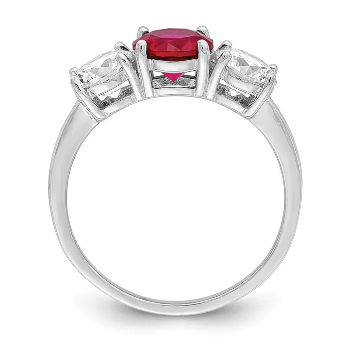 Rings Sterling Silver Rhodiumplated Created Corundum u0026 CZ 3 Stone Ring Goldia