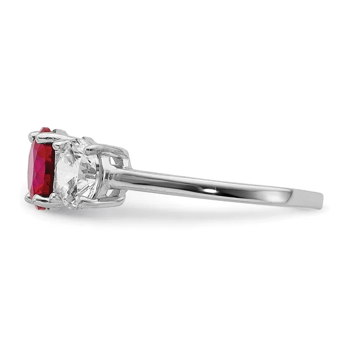 Rings Sterling Silver Rhodiumplated Created Corundum u0026 CZ 3 Stone Ring Goldia
