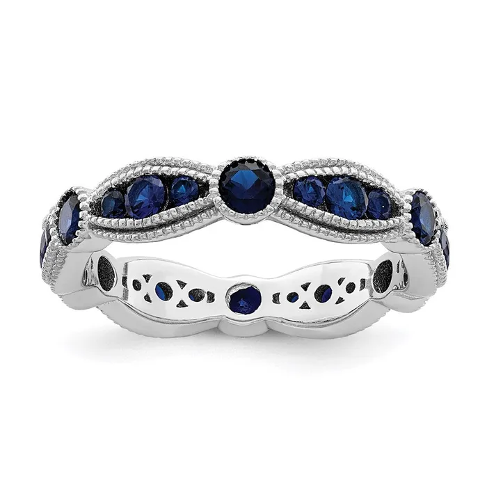 Rings Sterling Silver Rhodiumplated Synthetic Blue Spinel Eternity Band Goldia Rings Sterling Silver Rhodiumplated Synthetic Blue Spinel Eternity Band Goldia