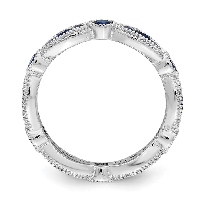 Rings Sterling Silver Rhodiumplated Synthetic Blue Spinel Eternity Band Goldia