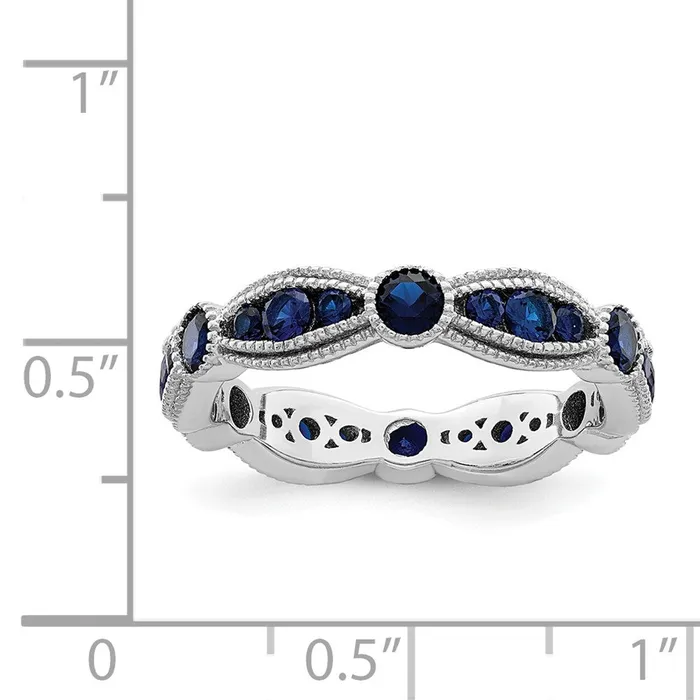 Rings Sterling Silver Rhodiumplated Synthetic Blue Spinel Eternity Band Goldia