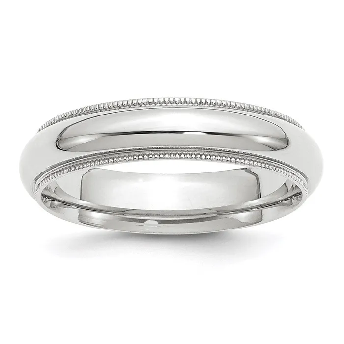 Solid 10K White Gold 5mm Milgrain Comfort Fit MensWomens Wedding Band Ring Size 65 Goldia Rings