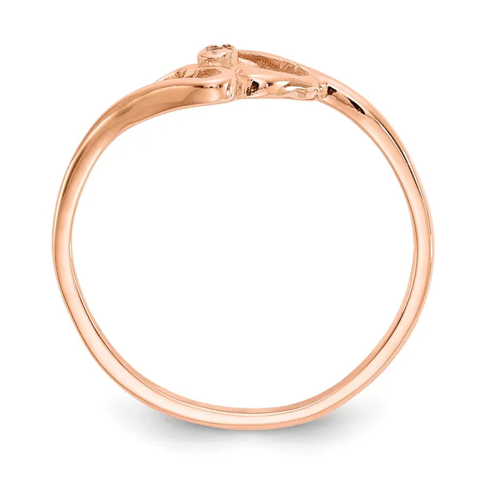 Solid 14k Rose Gold VS Simulated CZ heart Ring Goldia Rings