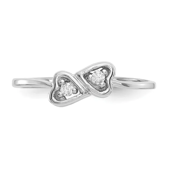 Solid 14k Rose Gold VS Simulated CZ heart Ring Goldia Rings
