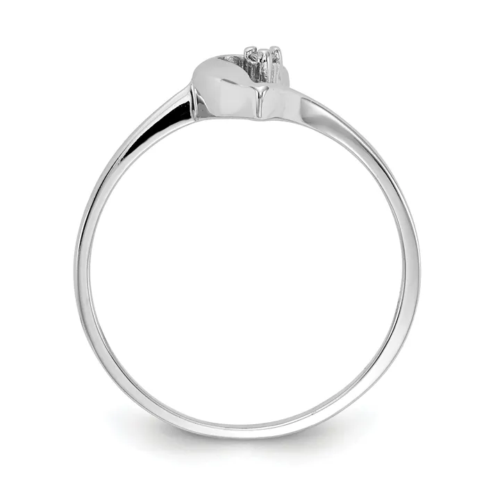 Solid 14k White Gold Polished AA Simulated CZ heart Ring Goldia Rings