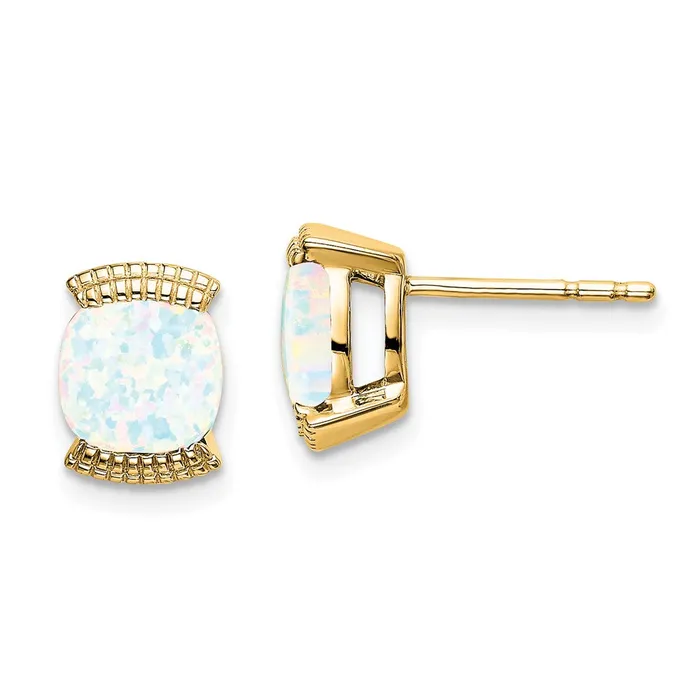 Solid 14k Yellow Gold Created Simulated Opal Post Earrings Goldia Earrings