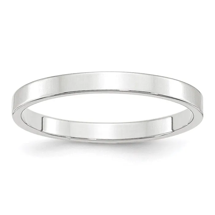 Solid 18K White Gold 25mm Light Weight Flat MensWomens Wedding Band Ring Size 105 Goldia Rings