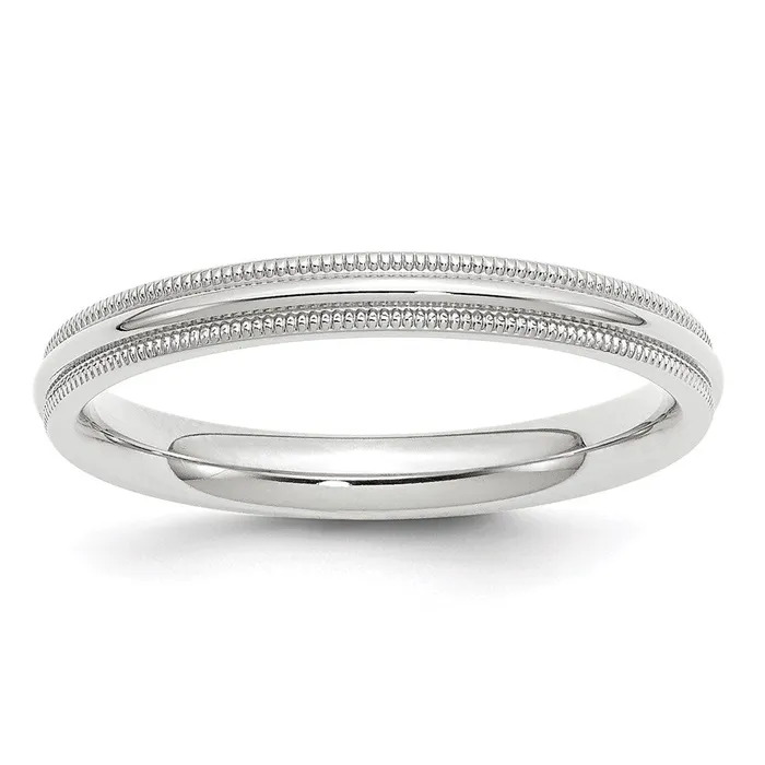 Solid 18K White Gold 3mm Milgrain Comfort Fit MensWomens Wedding Band Ring Size 75 Goldia Rings Solid 18K White Gold 3mm Milgrain Comfort Fit MensWomens Wedding Band Ring Size 75 Goldia Rings