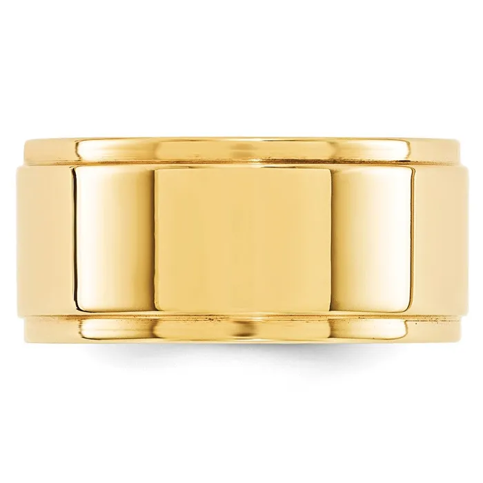Solid 18K Yellow Gold 10mm Flat with Step Edge MensWomens Wedding Band Ring Size 65 Goldia Rings Solid 18K Yellow Gold 10mm Flat with Step Edge MensWomens Wedding Band Ring Size 65 Goldia Rings
