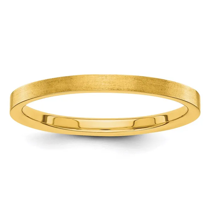 Solid 18K Yellow Gold 2mm Flat Satin MensWomens Wedding Band Ring Size 5 Goldia Rings