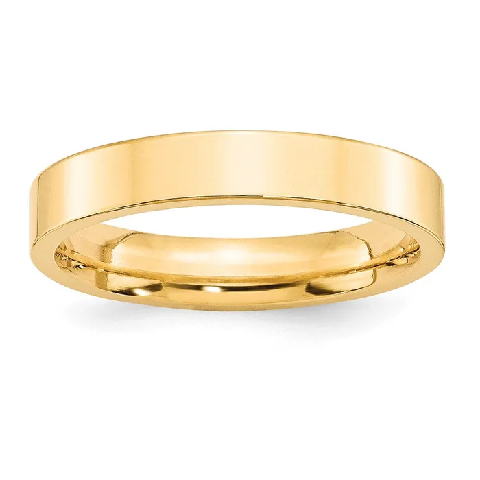 Solid 18K Yellow Gold 4mm Standard Flat Comfort Fit MensWomens Wedding Band Ring Size 45 Goldia Rings