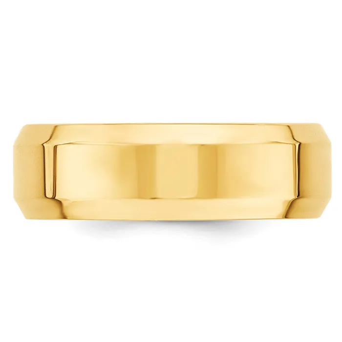 Solid 18K Yellow Gold 7mm Bevel Edge Comfort Fit MensWomens Wedding Band Ring Size 125 Goldia Rings Solid 18K Yellow Gold 7mm Bevel Edge Comfort Fit MensWomens Wedding Band Ring Size 125 Goldia Rings